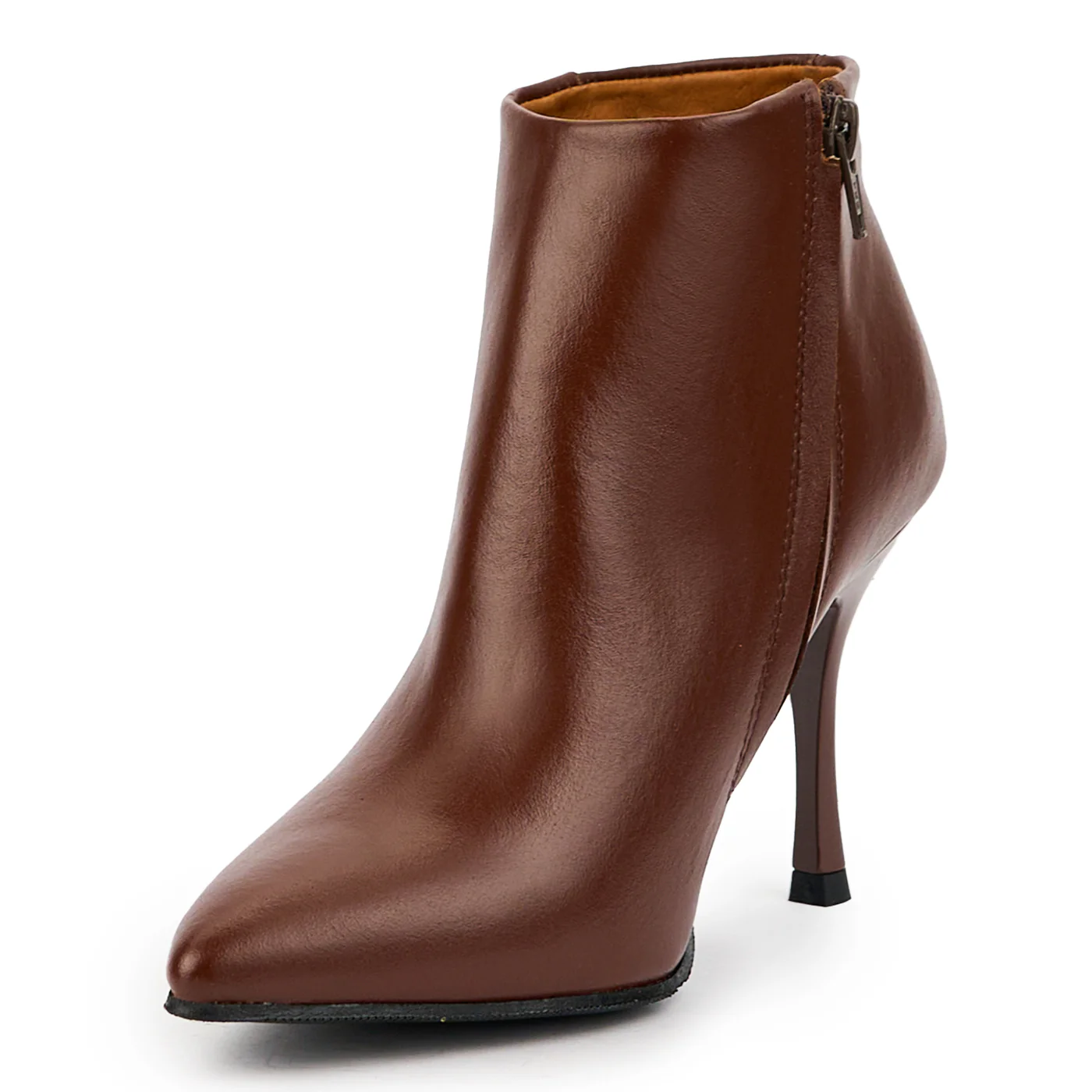 Botine dama din piele naturala maro cu toc subtire 9.5 cm 14743 - Image 3