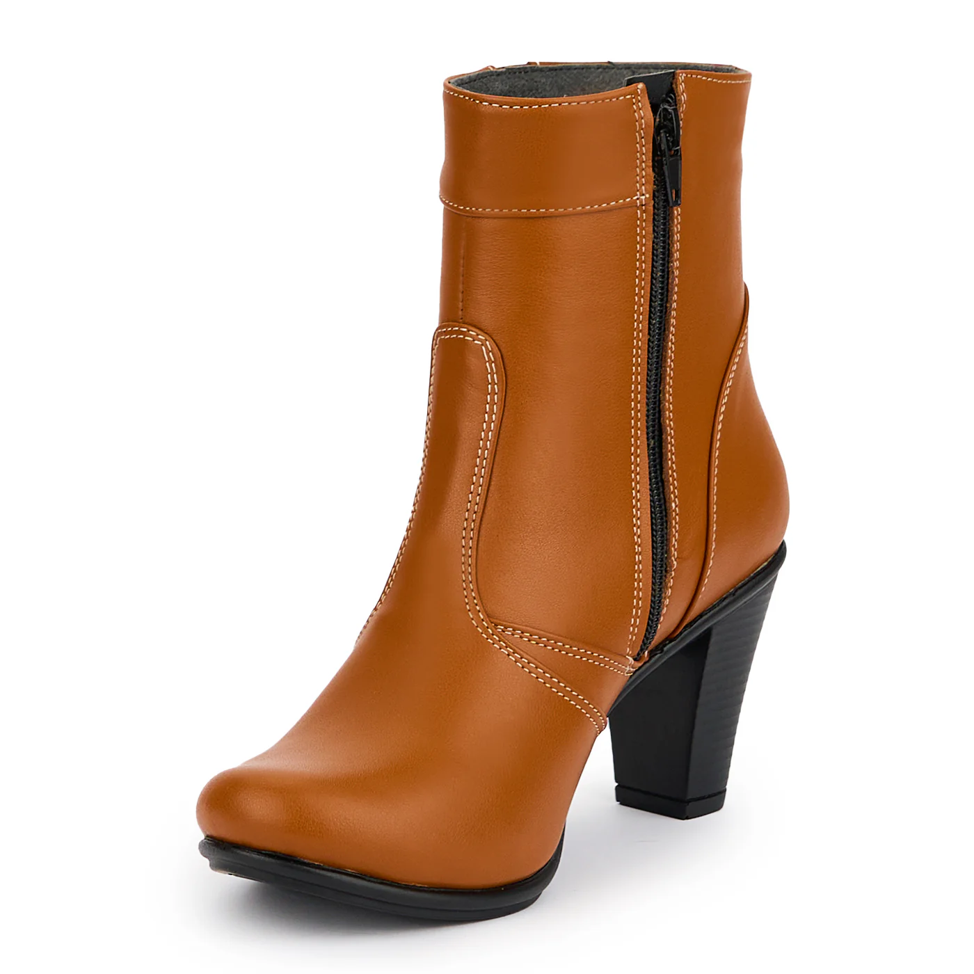 Botine dama din piele naturala maro toc 8 cm 15144 - Image 3