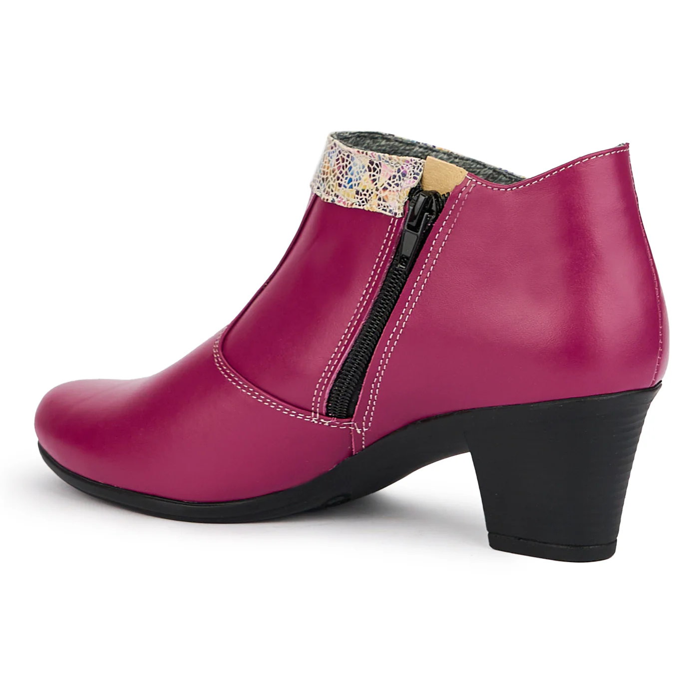 Botine dama din piele naturala mov cu toc 6 cm 15194 - Image 2