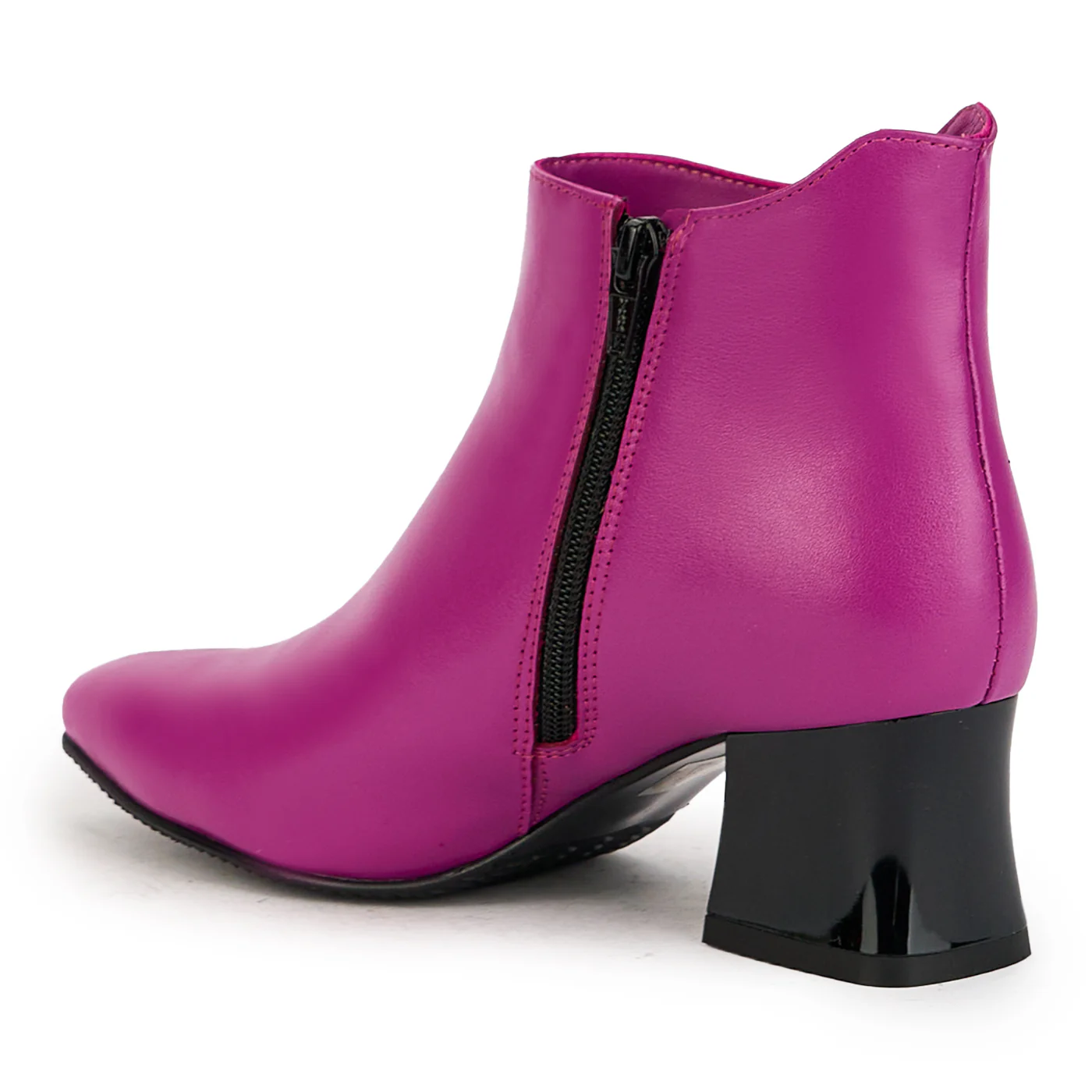 Botine dama din piele naturala mov cu toc gros 5.5 cm 17338 - Image 2