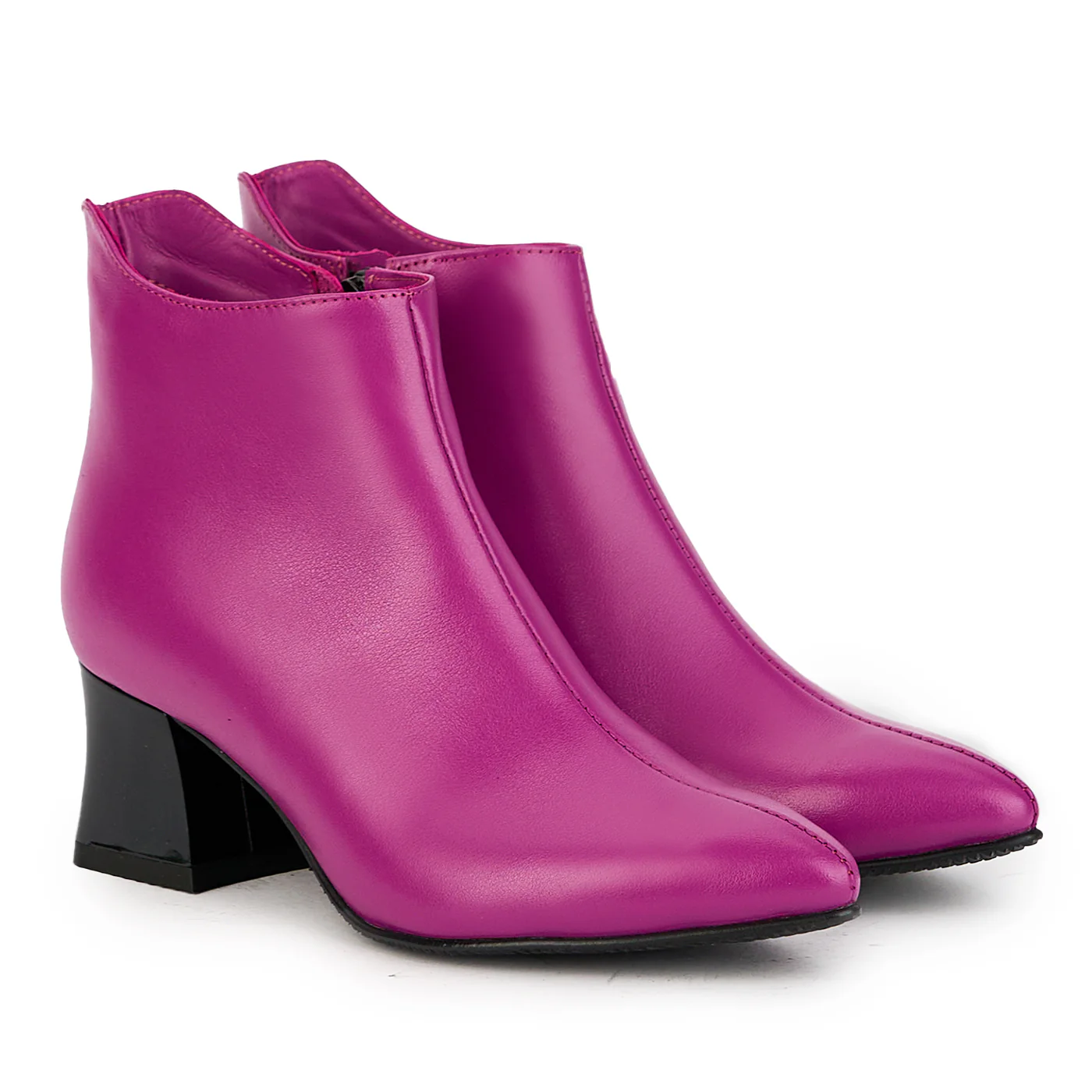 Botine dama din piele naturala mov cu toc gros 5.5 cm 17338 - Image 4