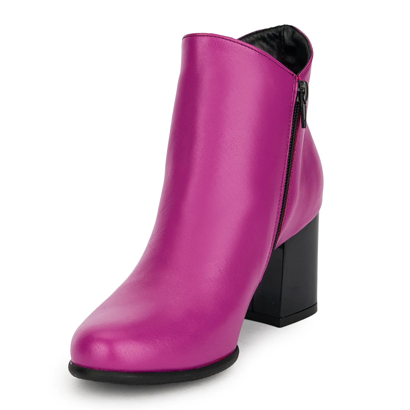 Botine dama din piele naturala mov cu toc gros 6.5 cm 19145 - Image 3