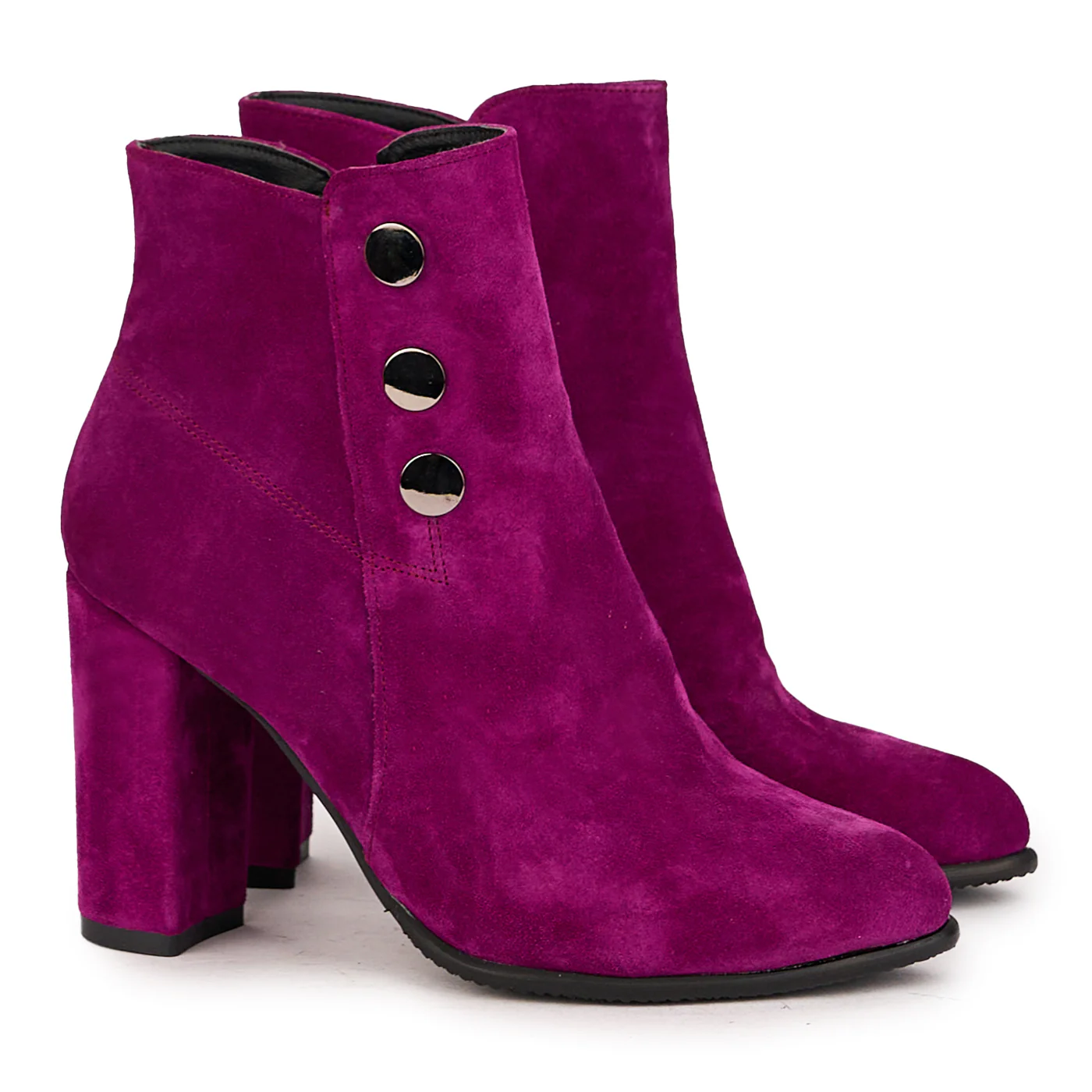 Botine dama din piele naturala mov cu toc gros 9 cm 16706 - Image 4