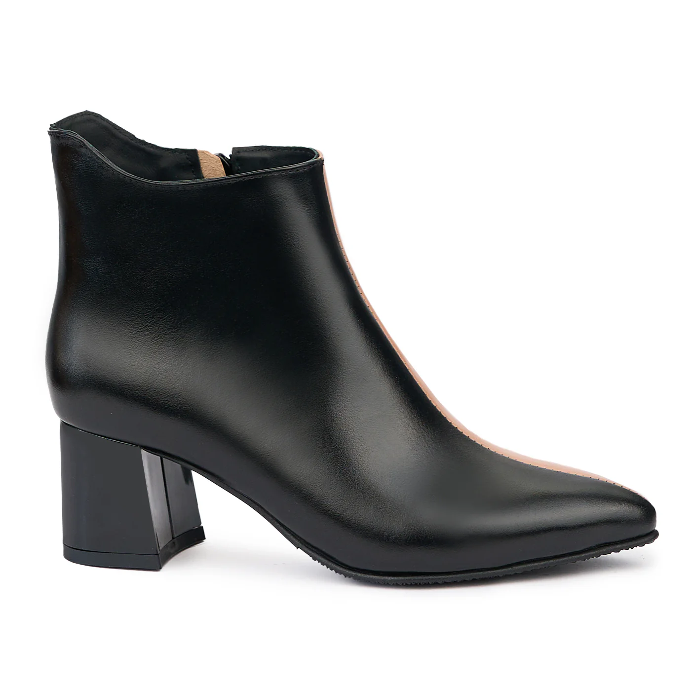 Botine dama din piele naturala multicolor cu toc gros 6 cm 14485