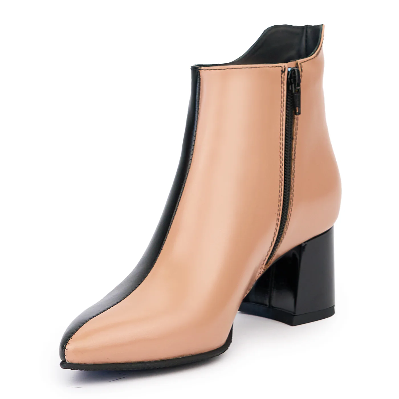 Botine dama din piele naturala multicolor cu toc gros 6 cm 14485 - Image 3