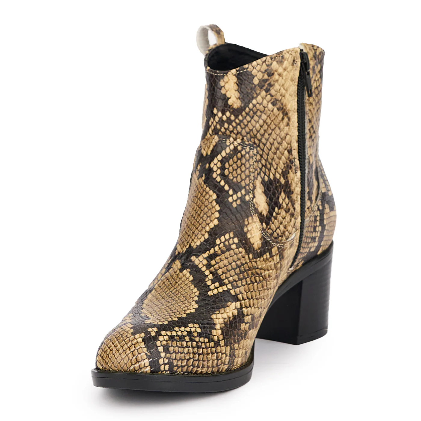 Botine dama din piele naturala multicolor cu toc gros 6 cm 16945 - Image 3
