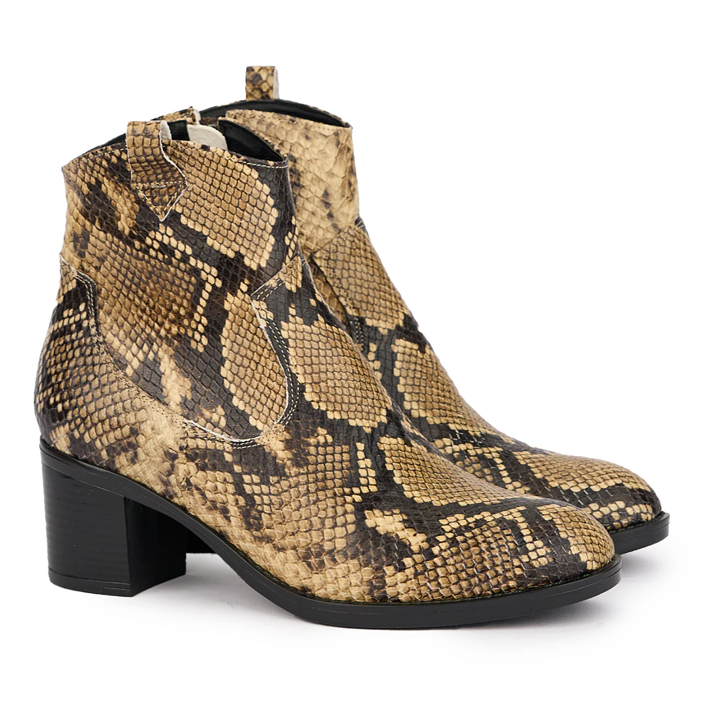 Botine dama din piele naturala multicolor cu toc gros 6 cm 16945 - Image 4