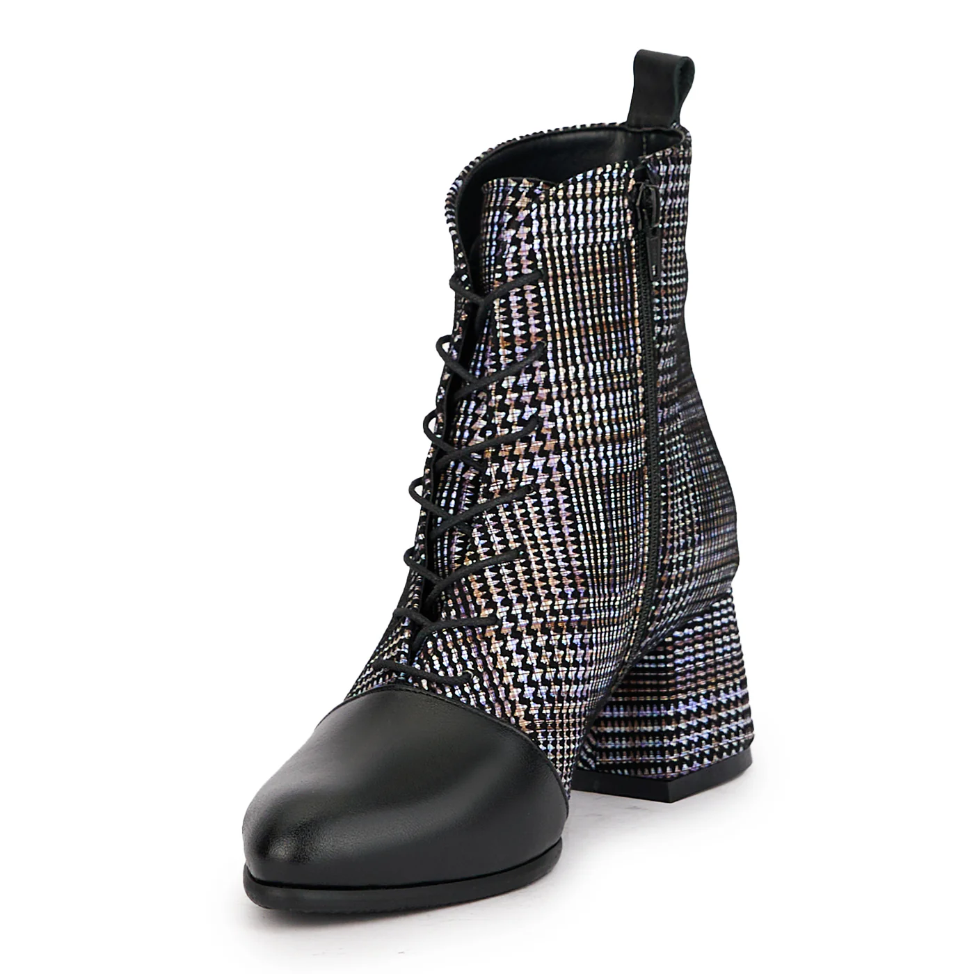 Botine dama din piele naturala multicolor cu toc gros 6 cm 17169 - Image 3