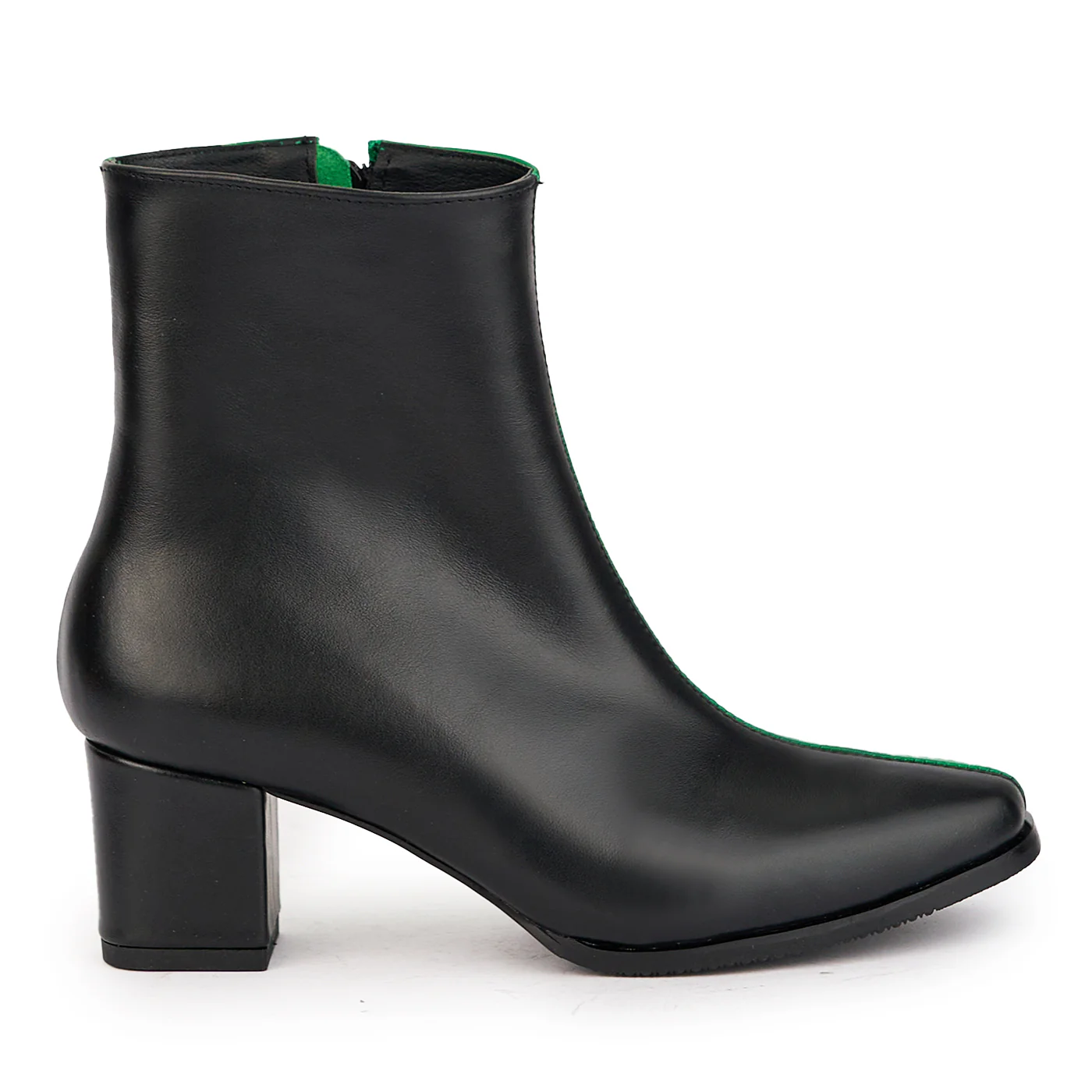 Botine dama din piele naturala multicolor cu toc gros 6 cm 17181