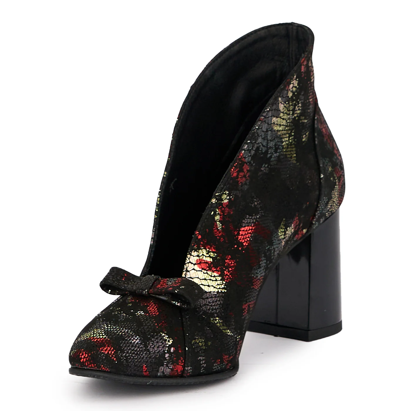 Botine dama din piele naturala multicolor cu toc gros 7.5 cm 16911 - Image 3
