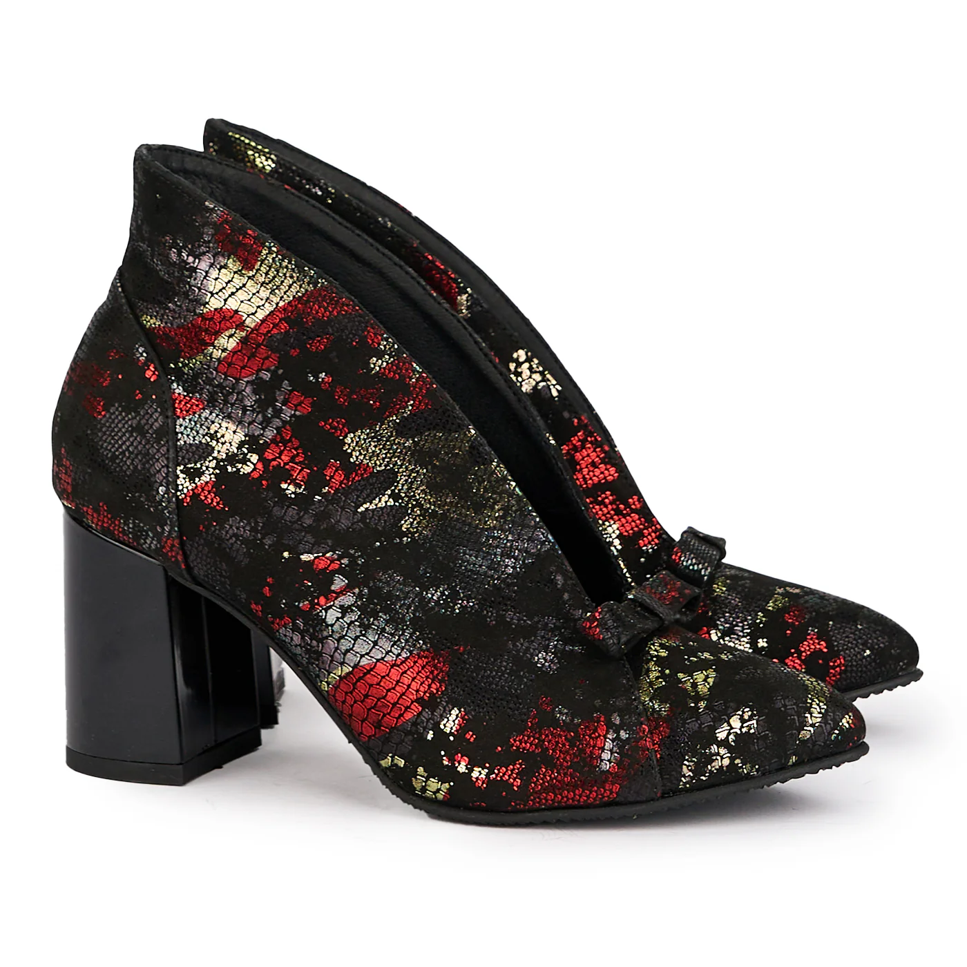 Botine dama din piele naturala multicolor cu toc gros 7.5 cm 16911 - Image 4