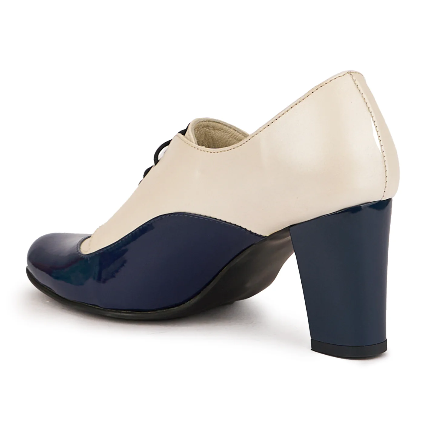 Botine dama din piele naturala multicolor cu toc gros 7 cm 16796 - Image 2