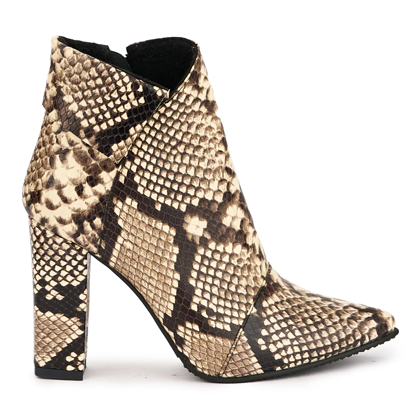 Botine dama din piele naturala multicolor cu toc gros 9.5 cm 17173