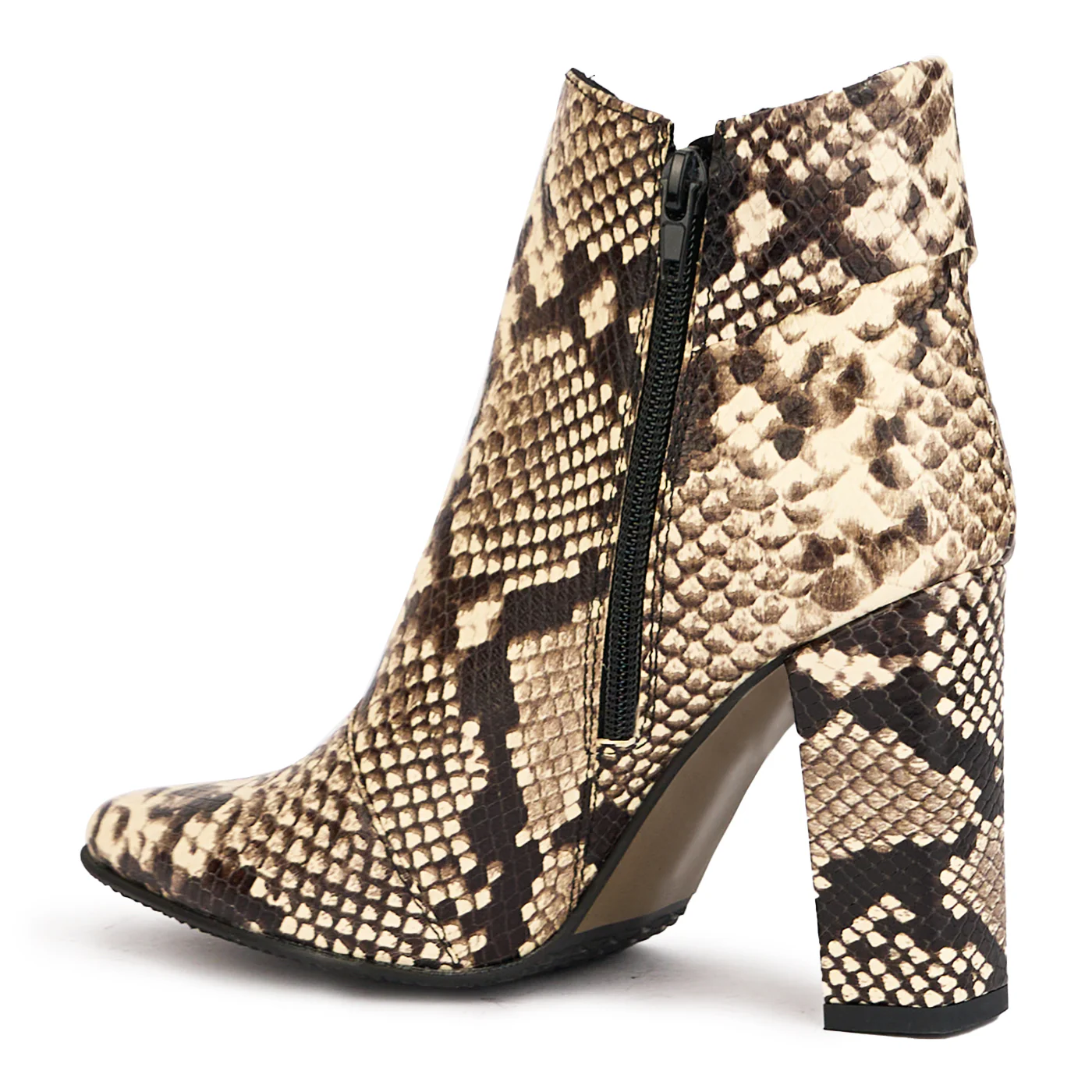 Botine dama din piele naturala multicolor cu toc gros 9.5 cm 17173 - Image 2