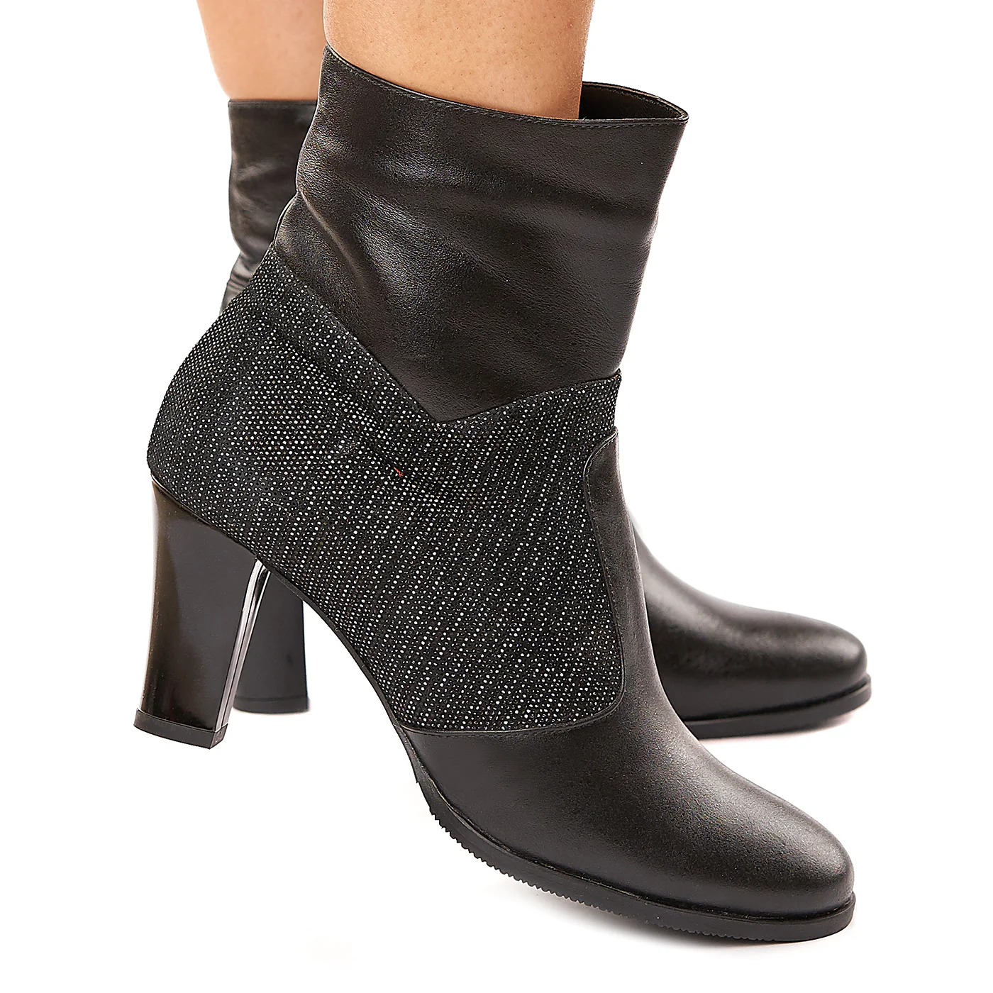 Botine dama din piele naturala neagra 6117