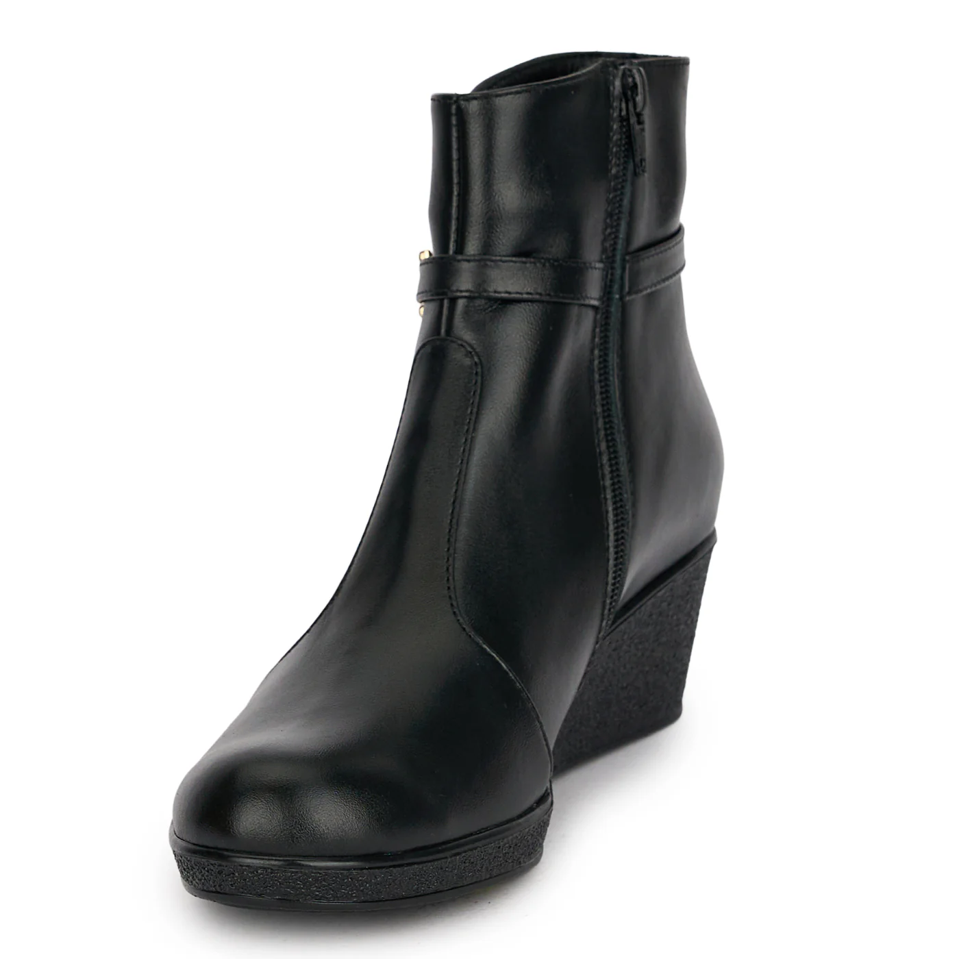 Botine dama din piele naturala neagra cu platforma 5 cm 18949 - Image 3