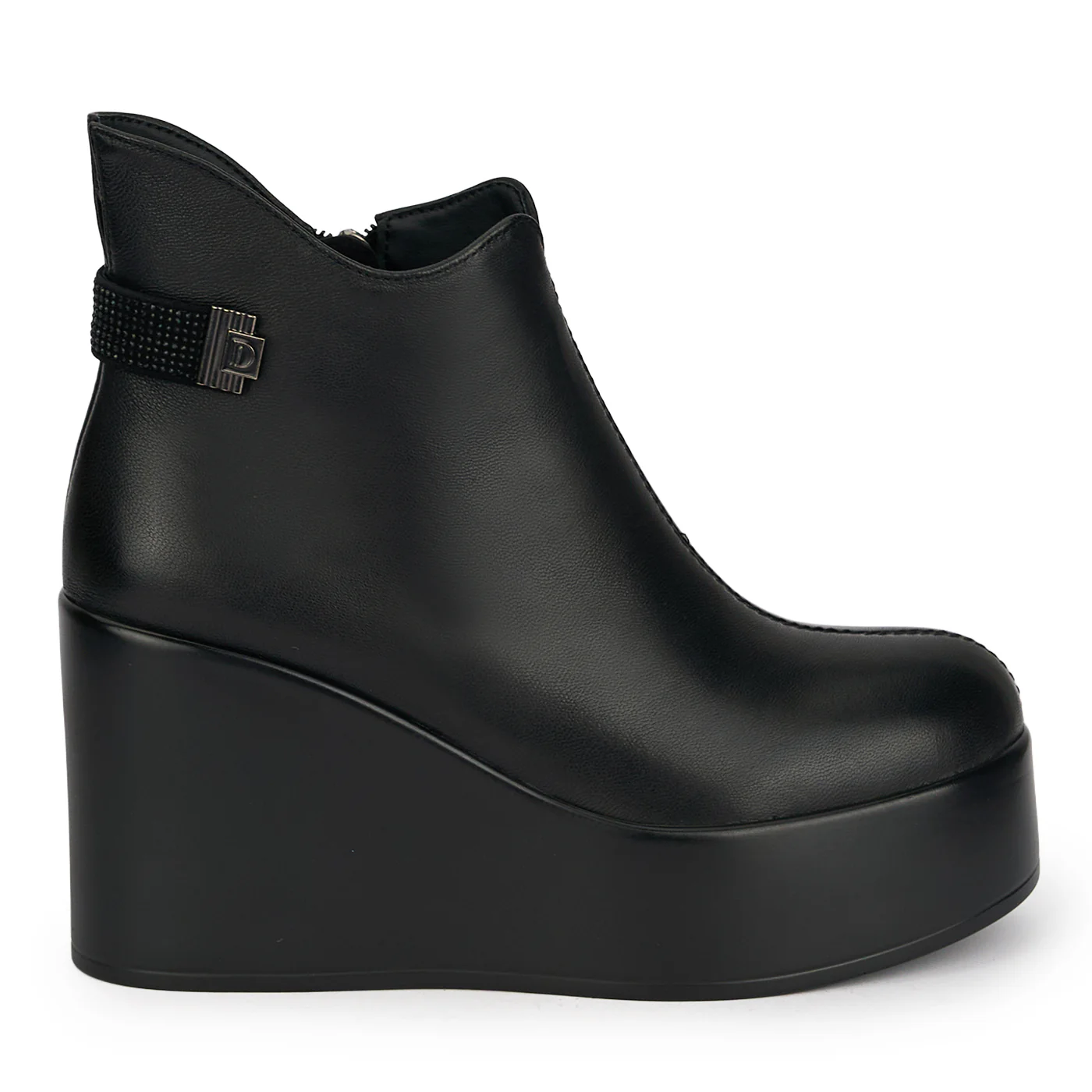 Botine dama din piele naturala neagra cu platforma 9.5 cm 18970