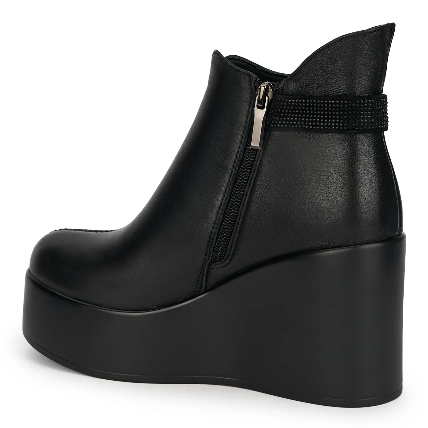 Botine dama din piele naturala neagra cu platforma 9.5 cm 18970 - Image 2