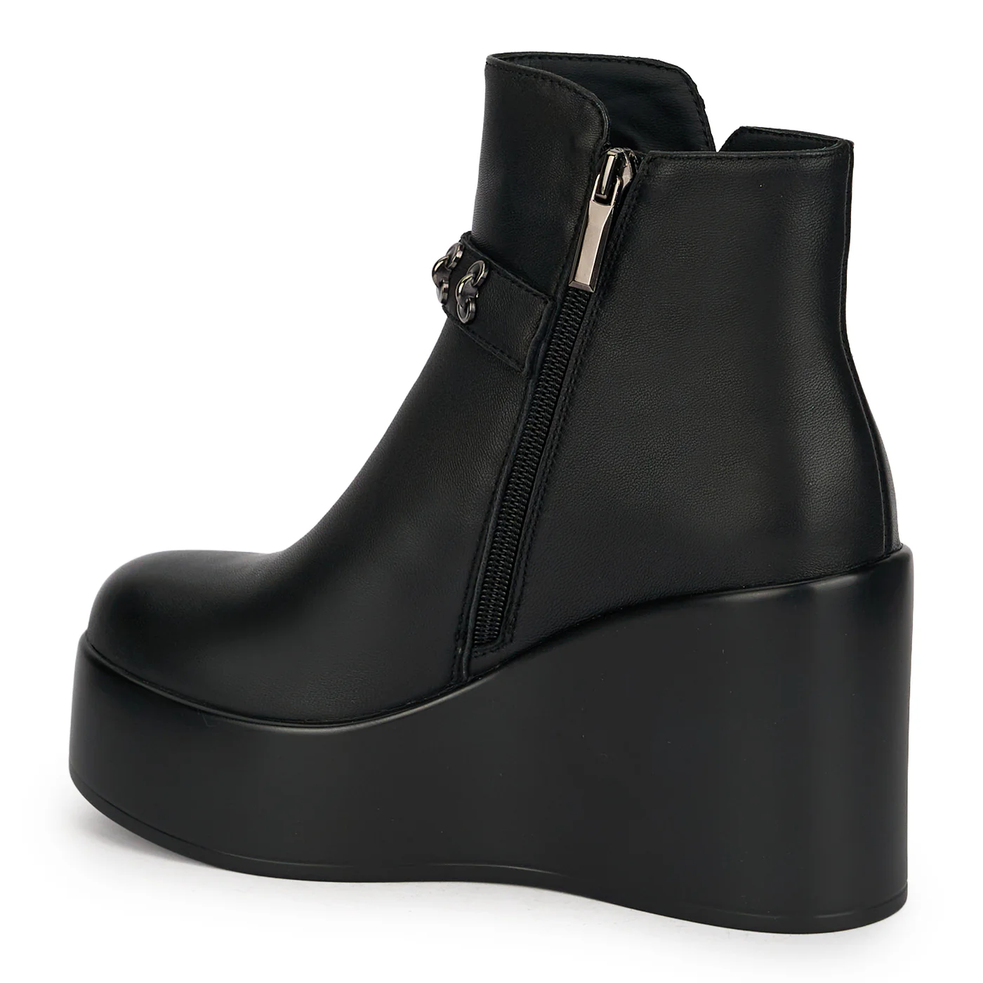 Botine dama din piele naturala neagra cu platforma 9.5 cm 18971 - Image 2