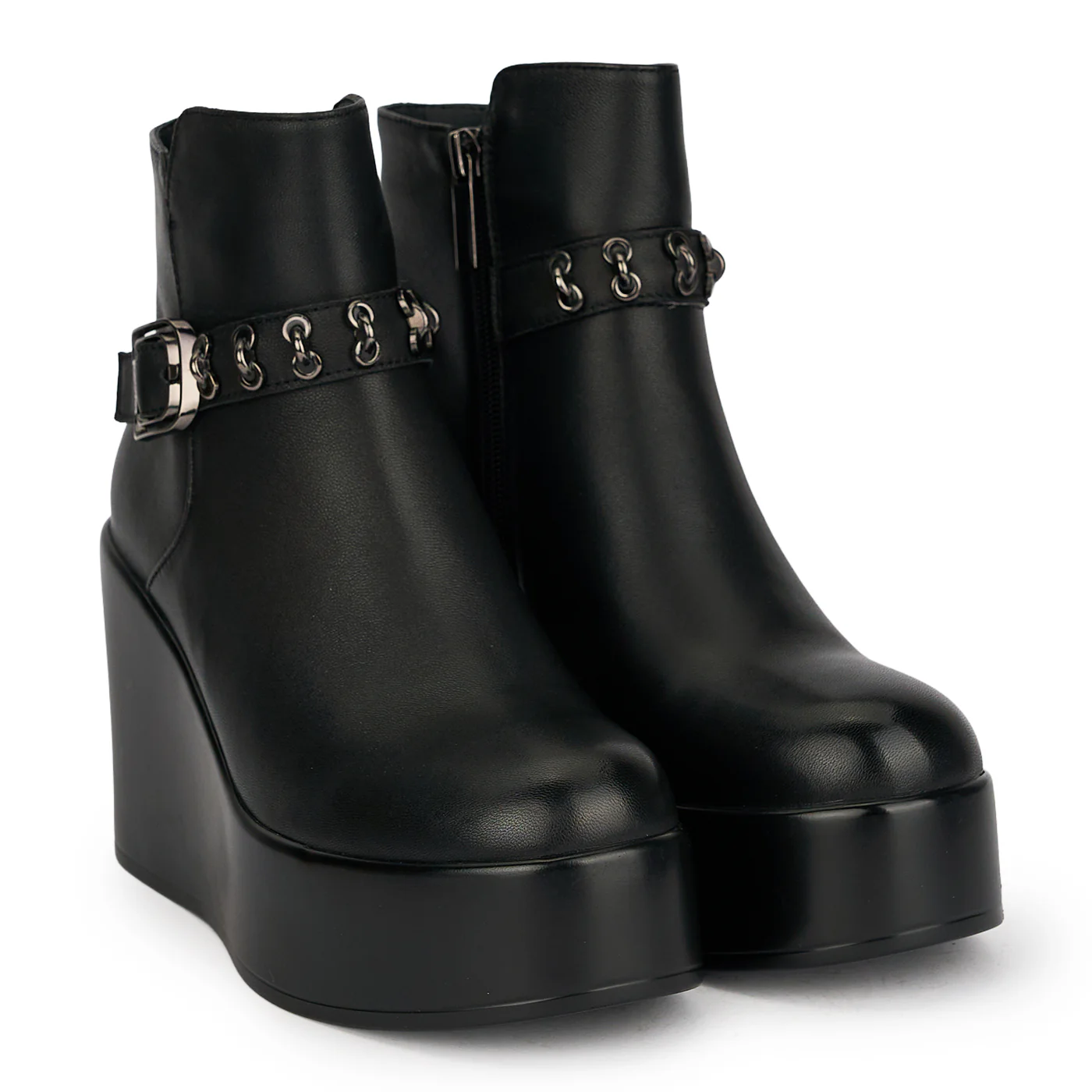 Botine dama din piele naturala neagra cu platforma 9.5 cm 18971 - Image 4