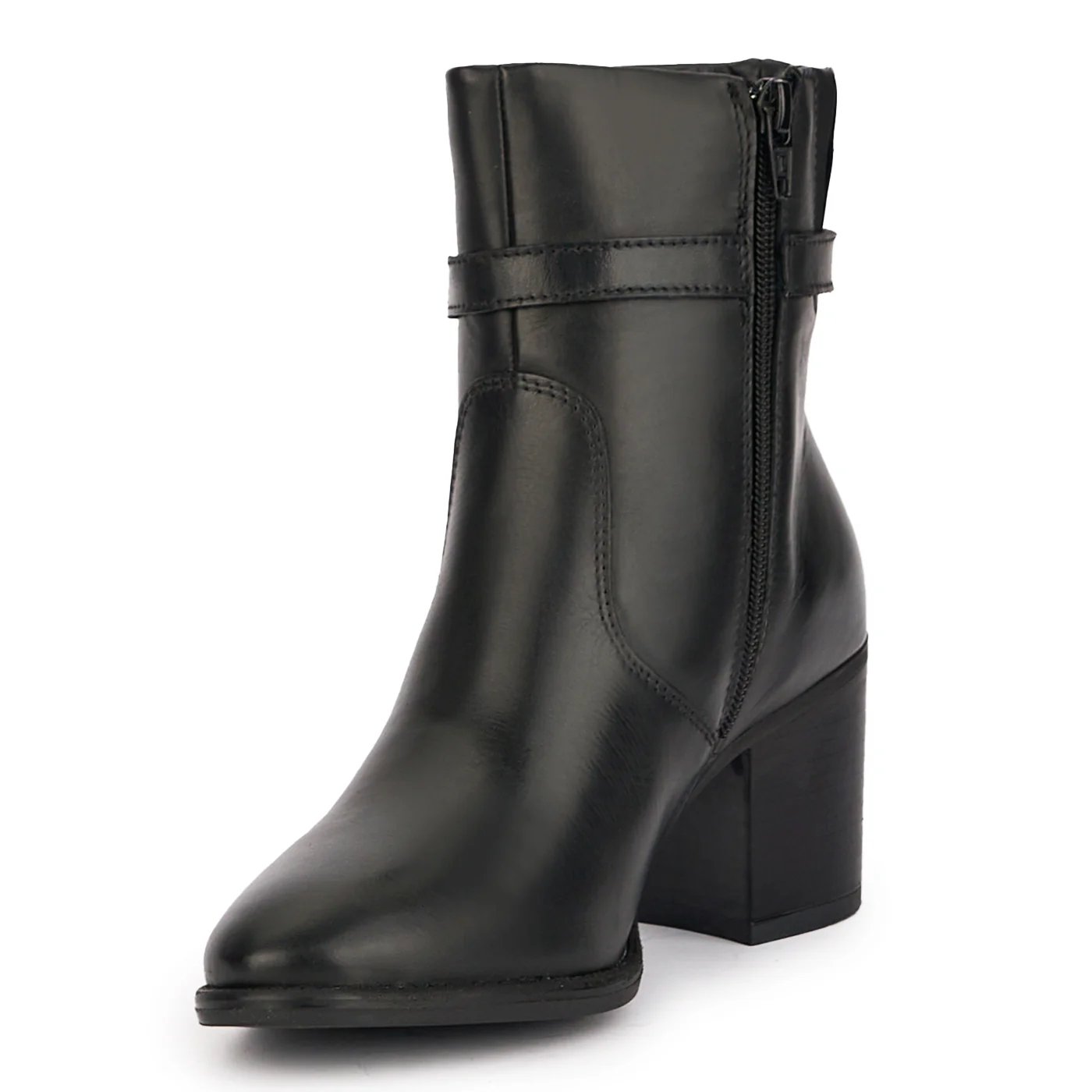 Botine dama din piele naturala neagra cu toc 7 cm 17010 - Image 3