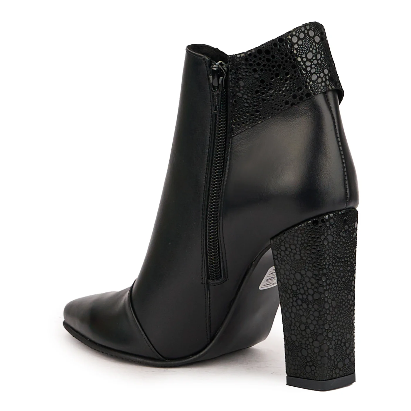 Botine dama din piele naturala neagra cu toc gros 10 cm 16803 - Image 2