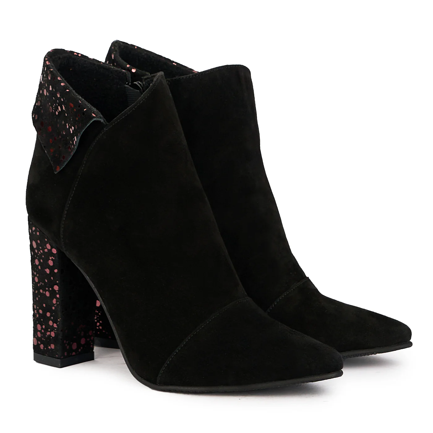 Botine dama din piele naturala neagra cu toc gros 10 cm 17172 - Image 4
