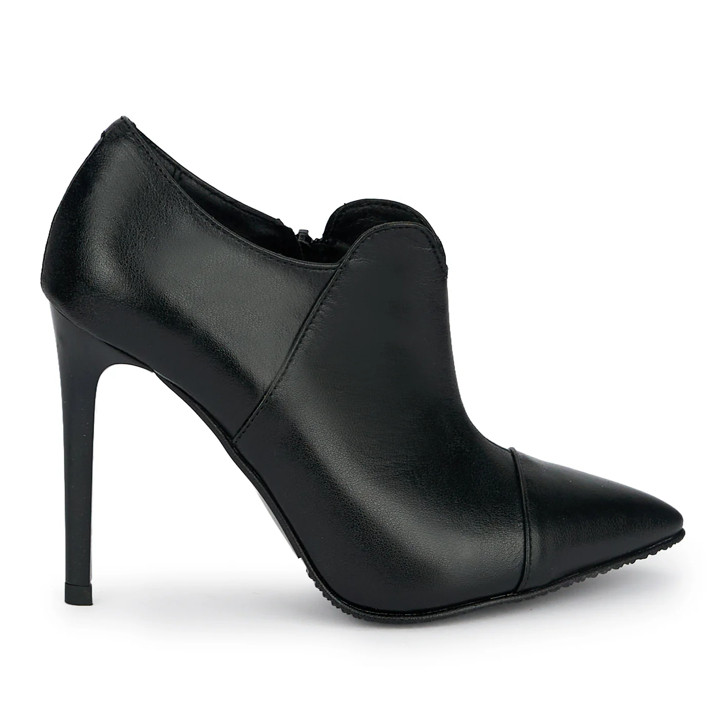Botine dama din piele naturala neagra cu toc subtire 10 cm 19166