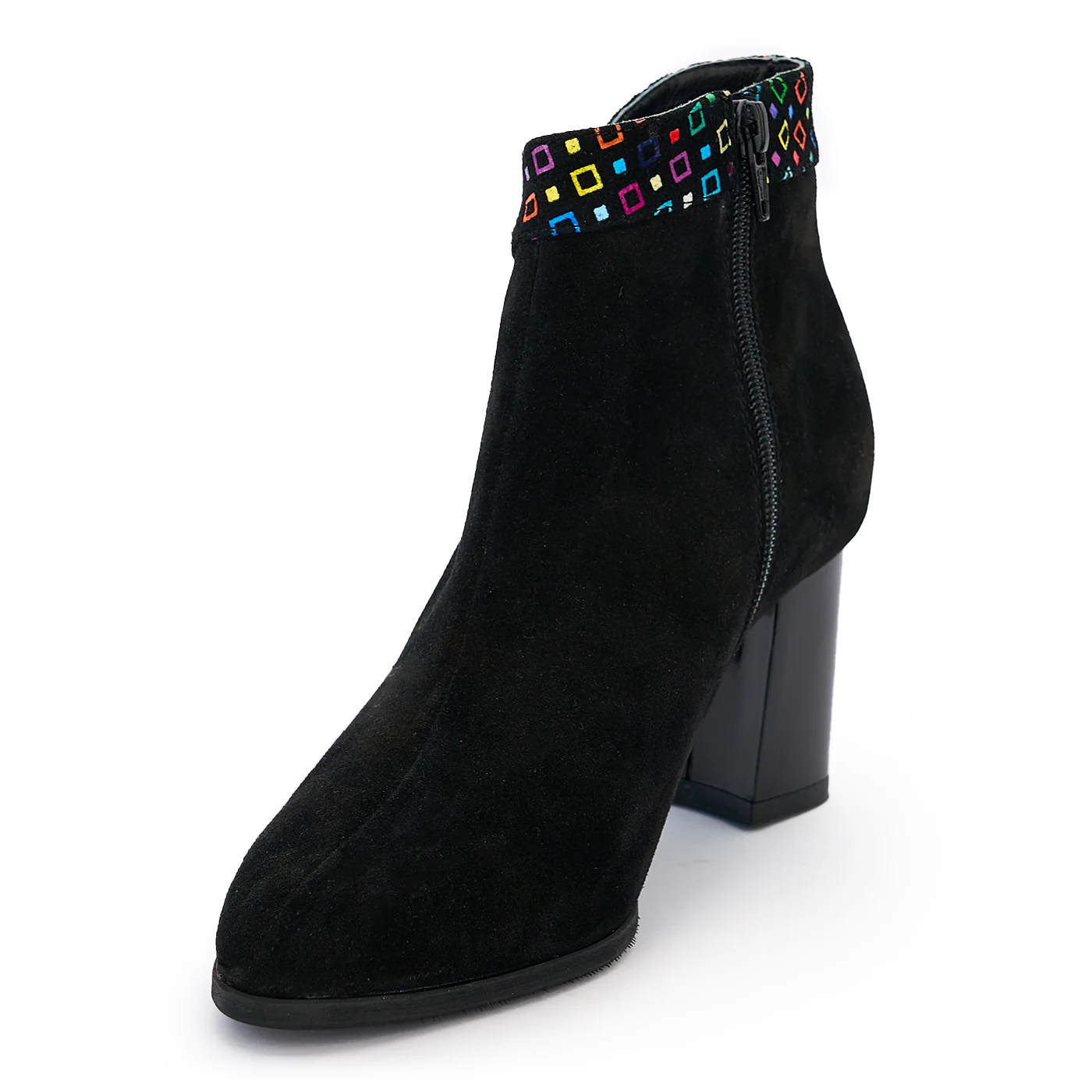 Botine dama din piele naturala neagra cu toc gros 14208 - Image 3