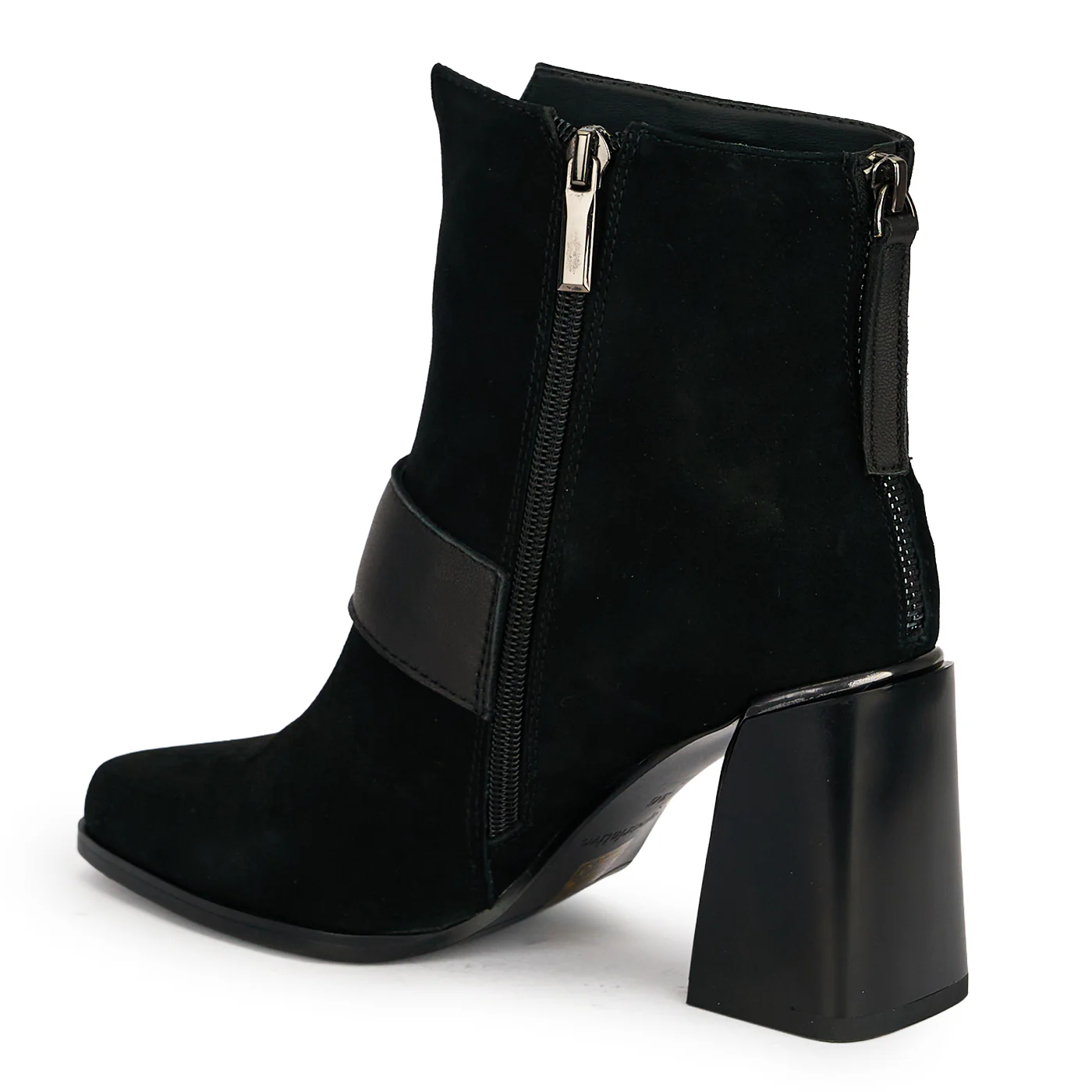 Botine dama din piele naturala neagra cu toc gros 8 cm 18961 - Image 2