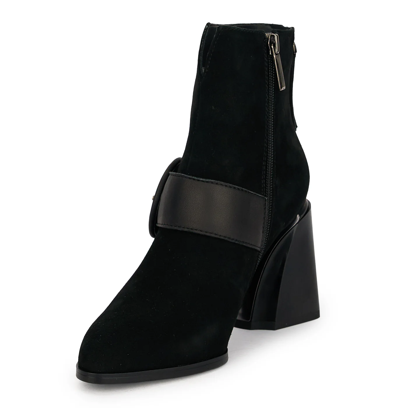 Botine dama din piele naturala neagra cu toc gros 8 cm 18961 - Image 3