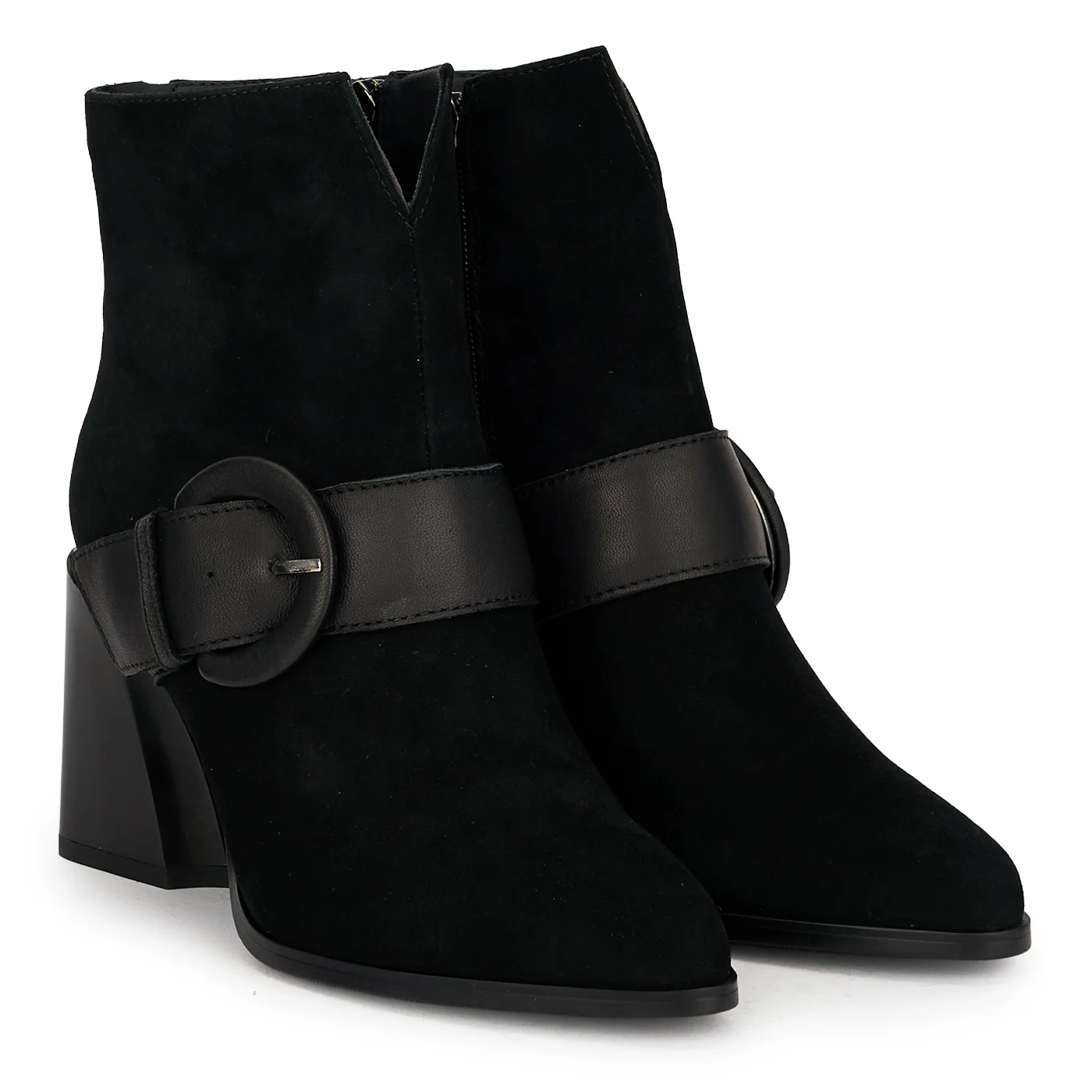 Botine dama din piele naturala neagra cu toc gros 8 cm 18961 - Image 4