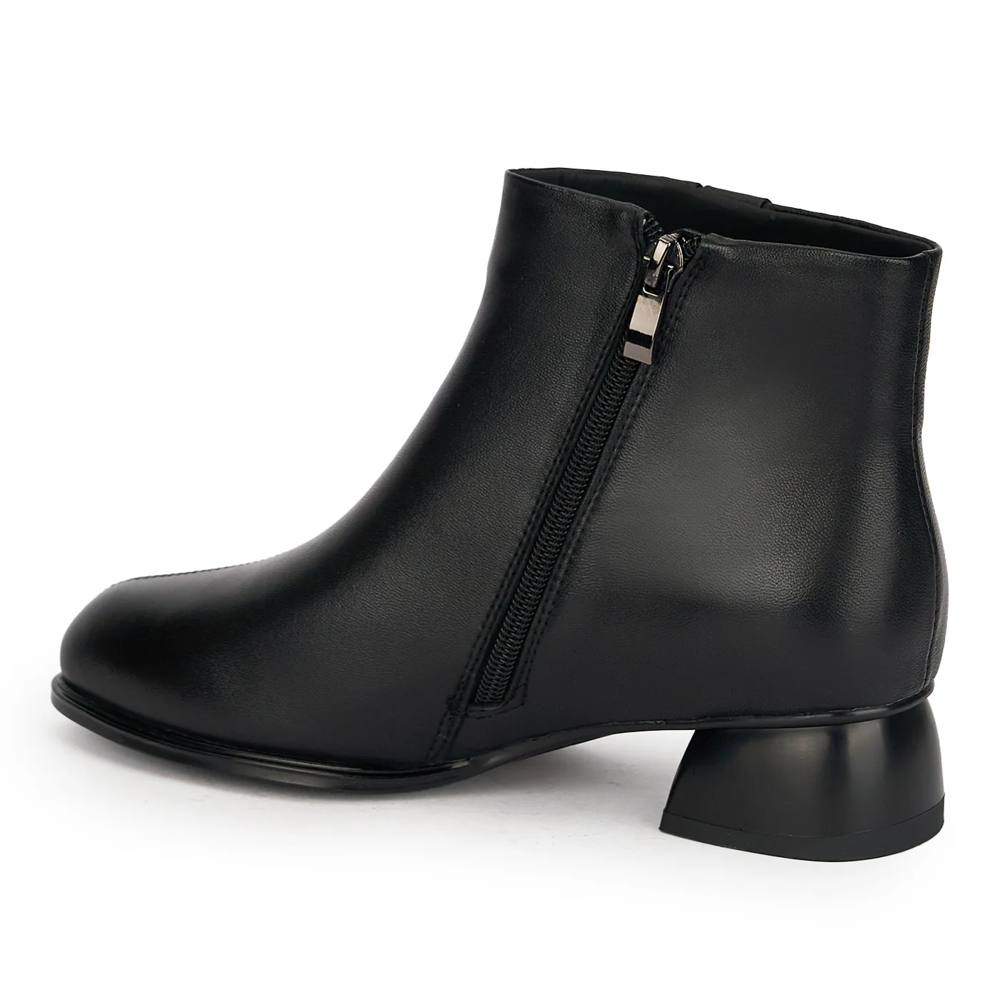 Botine dama din piele naturala neagra cu toc gros 3.5 cm 18967 - Image 2