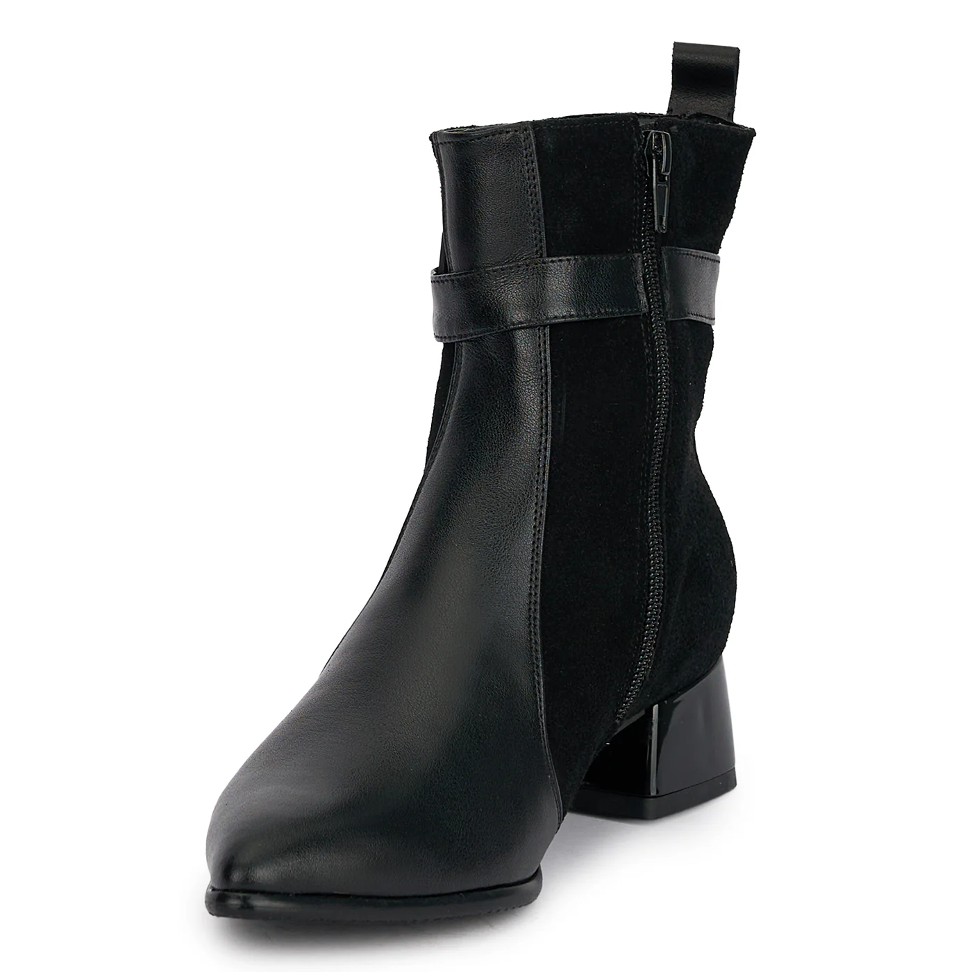 Botine dama din piele naturala neagra cu toc gros 4 cm 18890 - Image 3