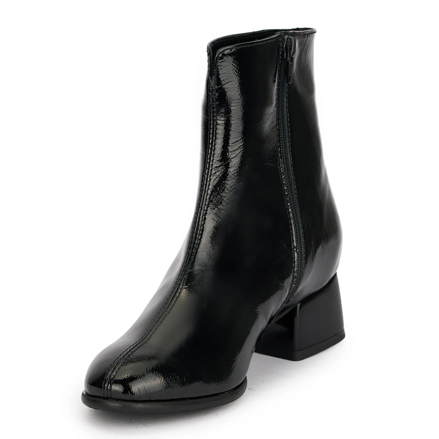 Botine dama din piele naturala neagra cu toc gros 4 cm 18932 - Image 3