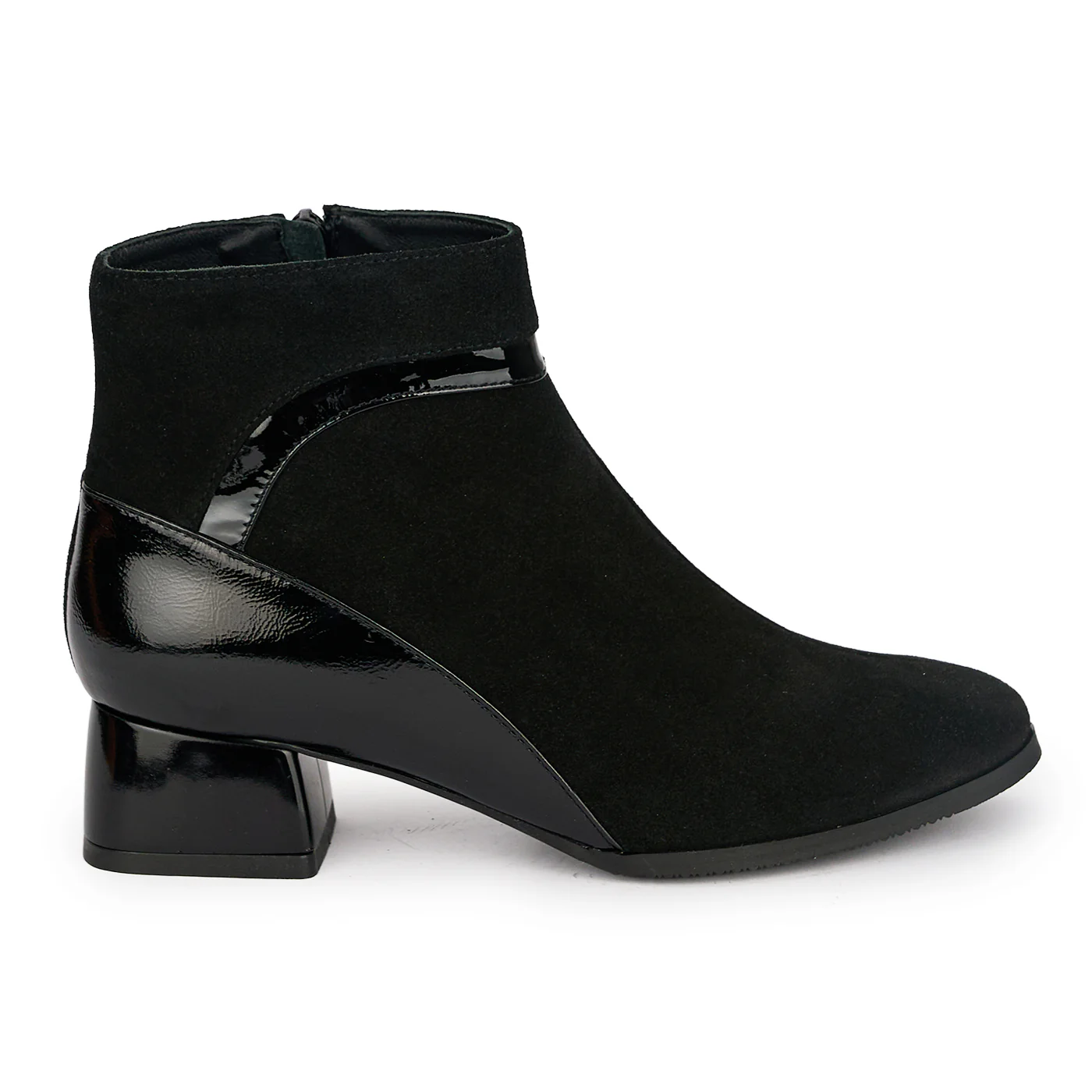 Botine dama din piele naturala neagra cu toc gros 4 cm 18935