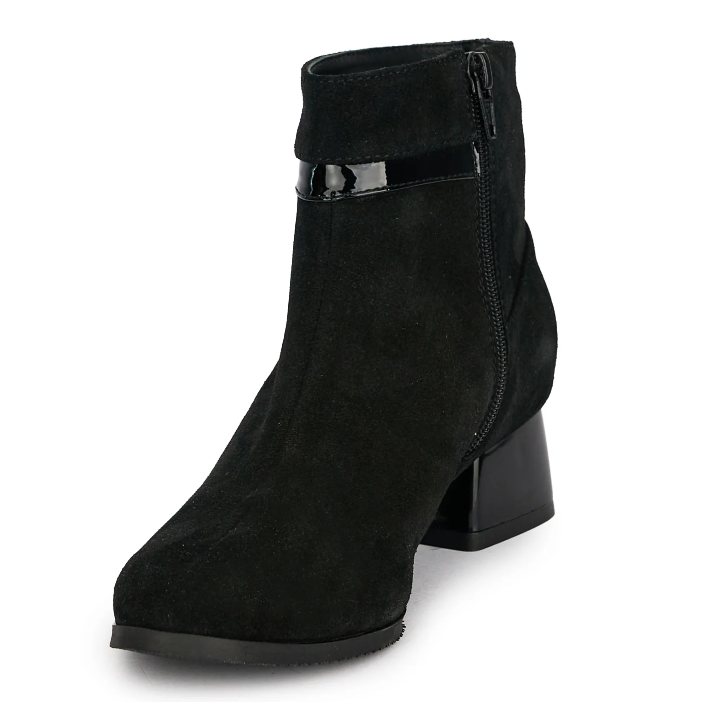 Botine dama din piele naturala neagra cu toc gros 4 cm 18935 - Image 3