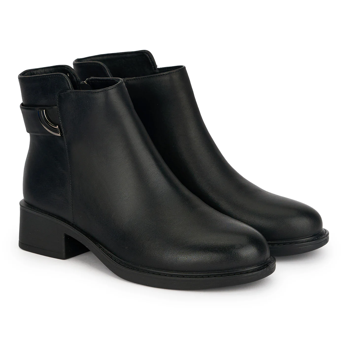 Botine dama din piele naturala neagra cu toc gros 4 cm 19038 - Image 4