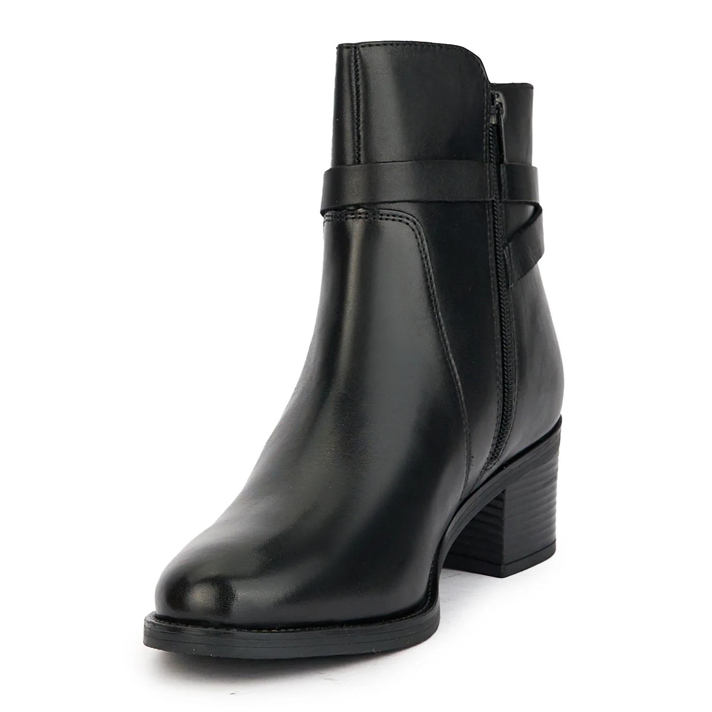 Botine dama din piele naturala neagra cu toc gros 5.5 cm 17220 - Image 3