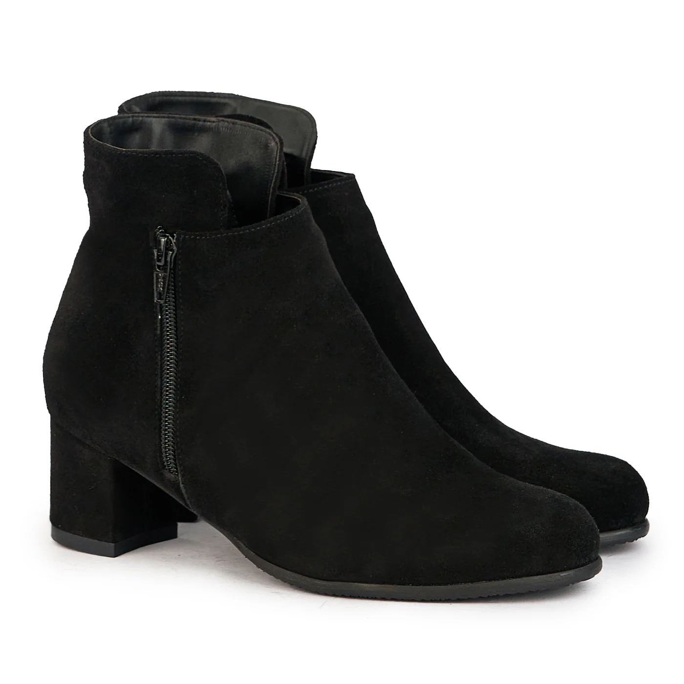 Botine dama din piele naturala neagra cu toc gros 5.5 cm 17299 - Image 4