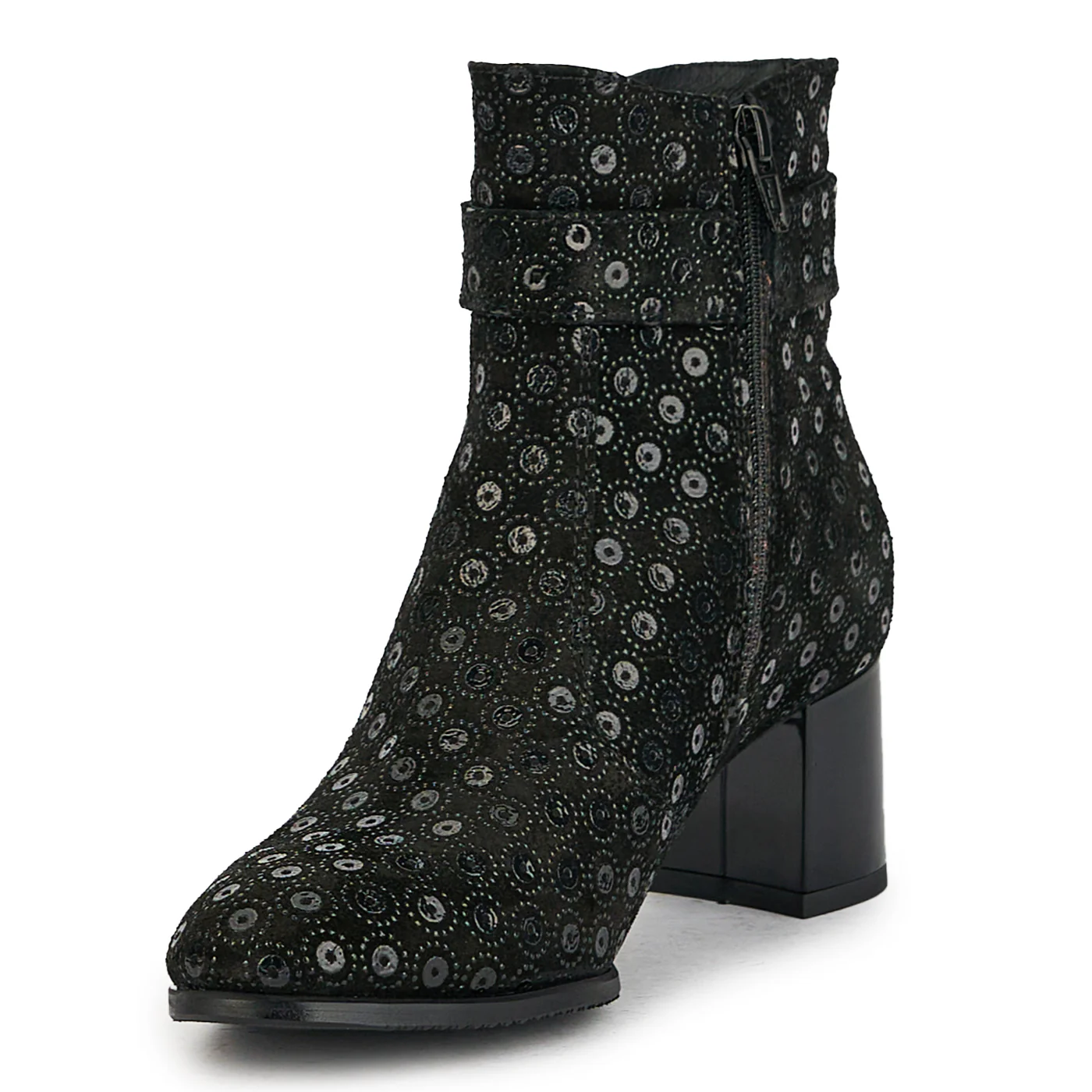 Botine dama din piele naturala neagra cu toc gros 5.5 cm 17329 - Image 3