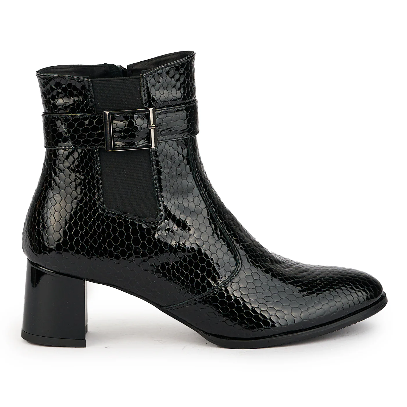Botine dama din piele naturala neagra cu toc gros 5.5 cm 17331