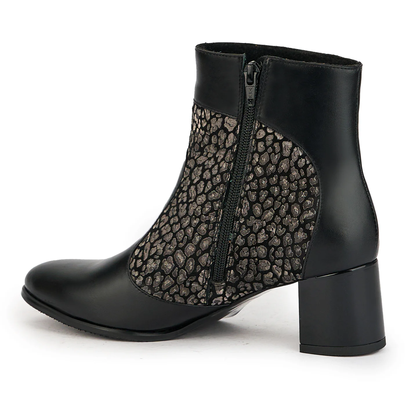 Botine dama din piele naturala neagra cu toc gros 5.5 cm 17333 - Image 2