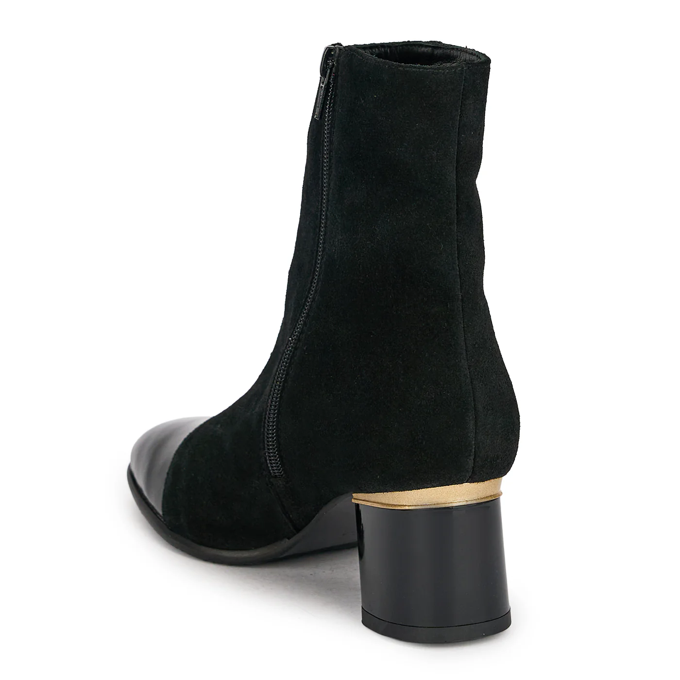 Botine dama din piele naturala neagra cu toc gros 5.5 cm 18911 - Image 2