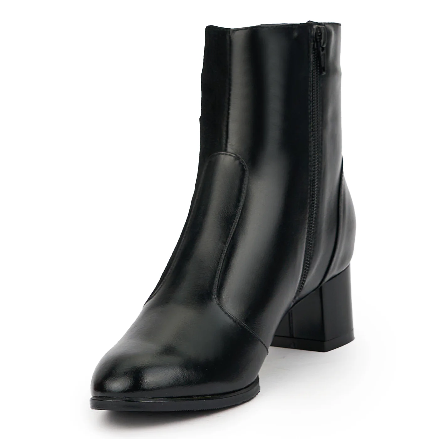 Botine dama din piele naturala neagra cu toc gros 5 cm 14753 - Image 3