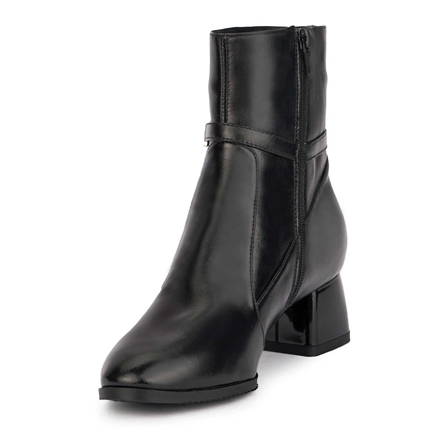 Botine dama din piele naturala neagra cu toc gros 5 cm 17085 - Image 3