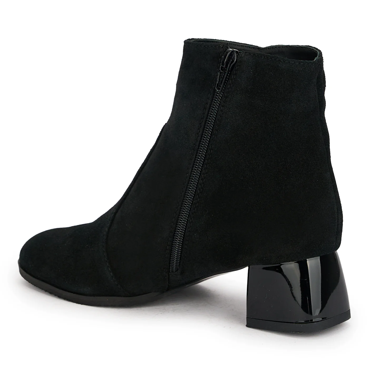 Botine dama din piele naturala neagra cu toc gros 5 cm 18924 - Image 2