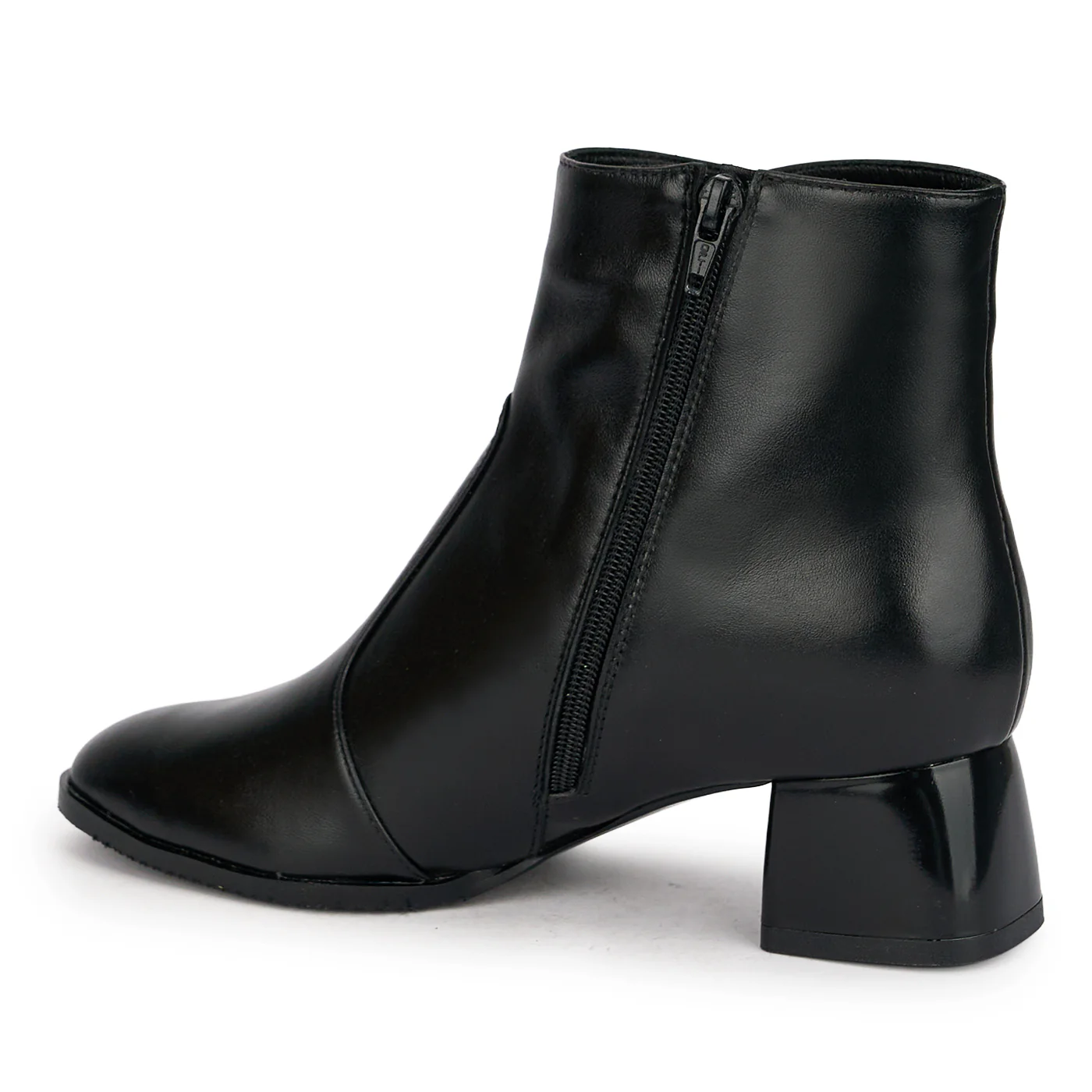 Botine dama din piele naturala neagra cu toc gros 5 cm 18926 - Image 2