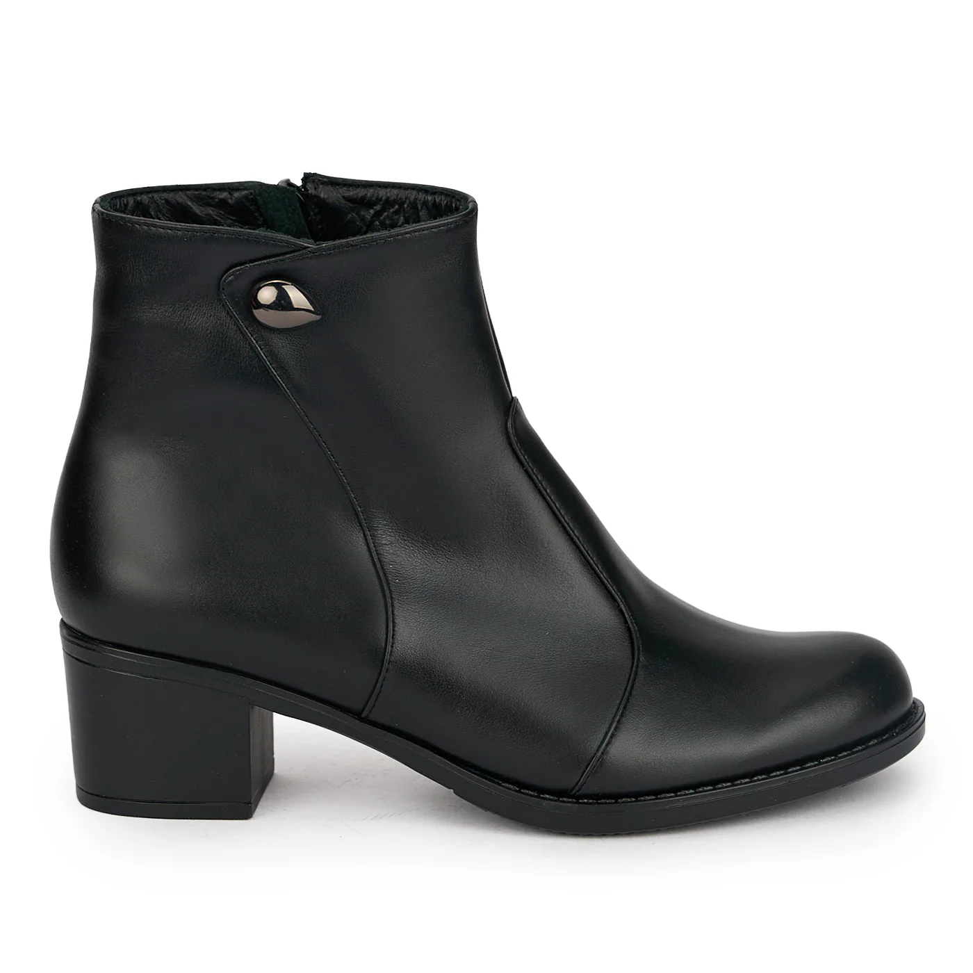 Botine dama din piele naturala neagra cu toc gros 5 cm 18939
