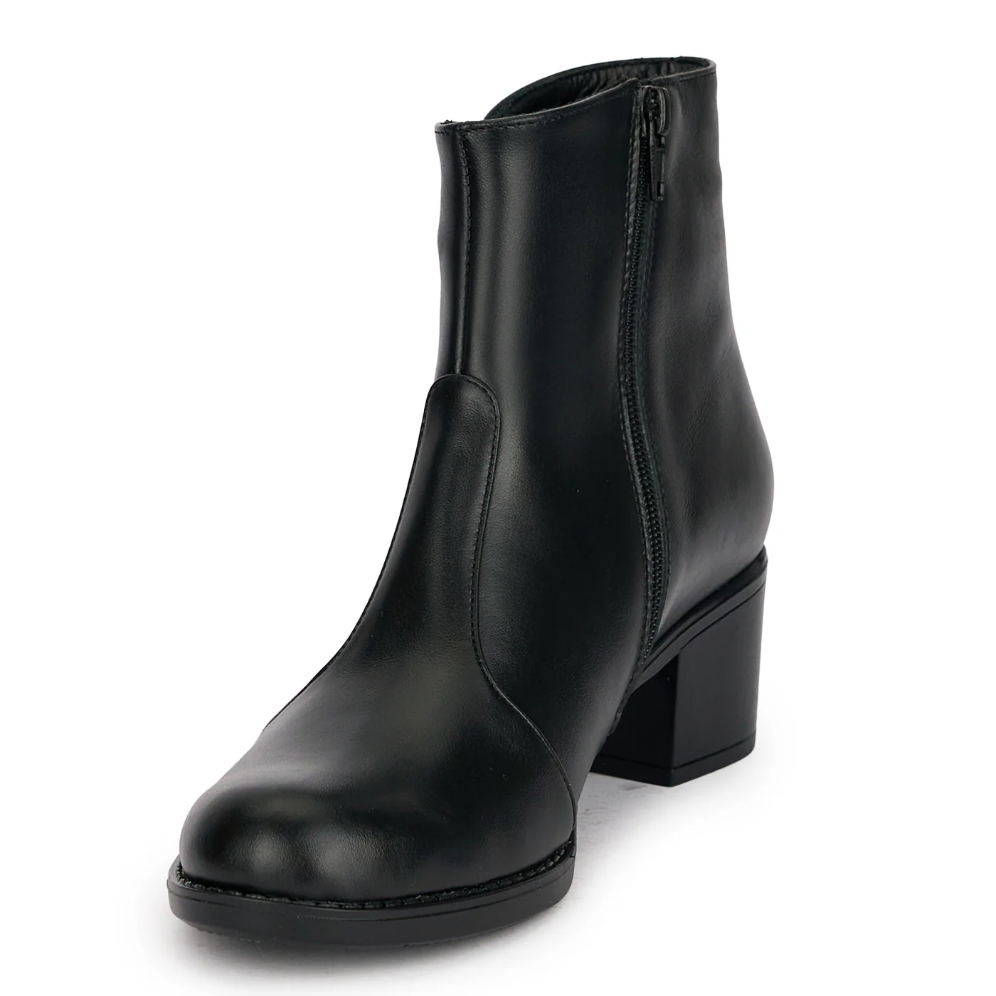 Botine dama din piele naturala neagra cu toc gros 5 cm 18939 - Image 3